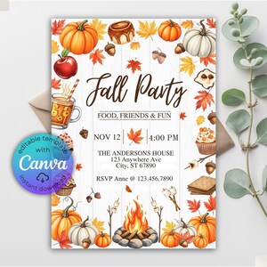Fall Festival Invitation, Neighborhood Fall Party Invitation, Pumpkins Fall Harvest Invite, Bonfire Autumn Thanksgiving Invite, Fall Invite