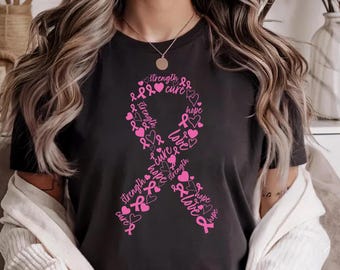 Pink Ribbon Breast Cancer Awareness T-Shirt, Support Warrior Tee