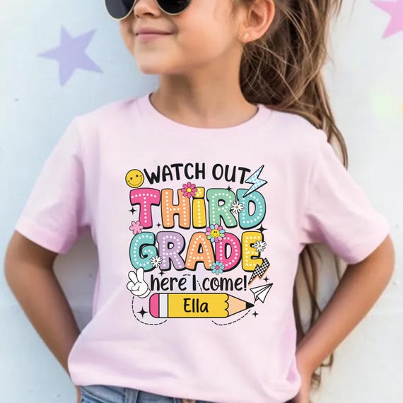Hello Third Grade Shirt, Back to School Tee, Teacher Student Gift