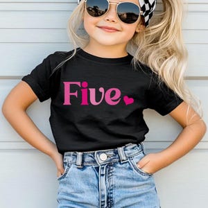 Five Birthday Shirt for Girls, 5th Birthday Tee with Cute Pink Design, Toddler Girl Birthday Shirt, Kids Party Outfit