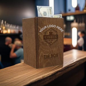 Personalized Wooden Tipping Box, Restaurant Tip Box, Custom Money Box, Wooden Donation Box, Charity Box, Wood Piggy Bank