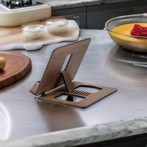 Custom Wooden Book Stand and Recipe Holder - Foldable Design With ...