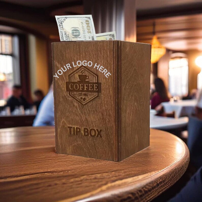 Personalized Wooden Tip Box: Custom Engraved Restaurant Decor - Etsy