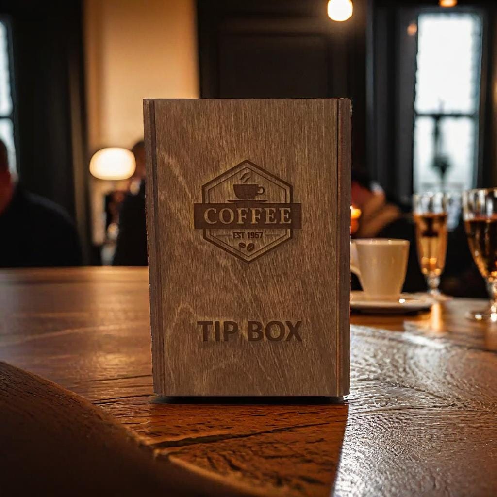 Personalized Wooden Tip Box: Custom Engraved Restaurant Decor - Etsy