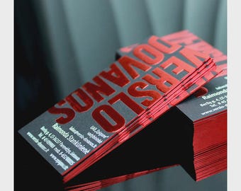 100 pcs Red Foil Business Card Black Eco Friendly, Embossed Text, Red Edge Luxury Card, Custom Rose Gold Option, Thick Professional Cards