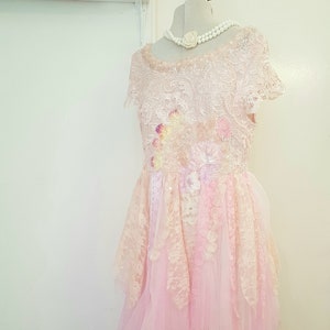 boho wedding dress, fairy tutu alternative, peach pink, romantic tattered, one of a kind image 1