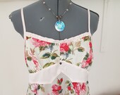 vintage camisole, 90s does victorian, pretty roses print, little bows charm