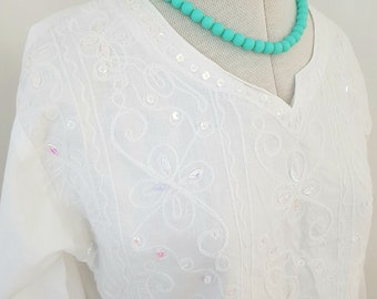 White Sequin Top - Etsy Australia