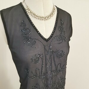 grey beaded top, 20s inspired costume, 90s beaded top, evening party wear