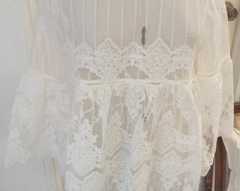 All lace tops, semi sheer blouses, romantic clothing, long sleeve top