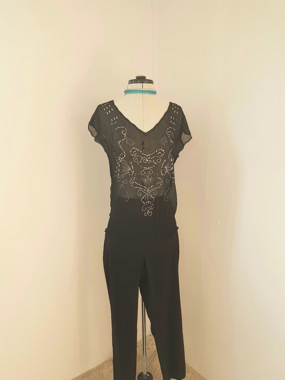 GORGEOUS black beach top, sheer resort wear, embro