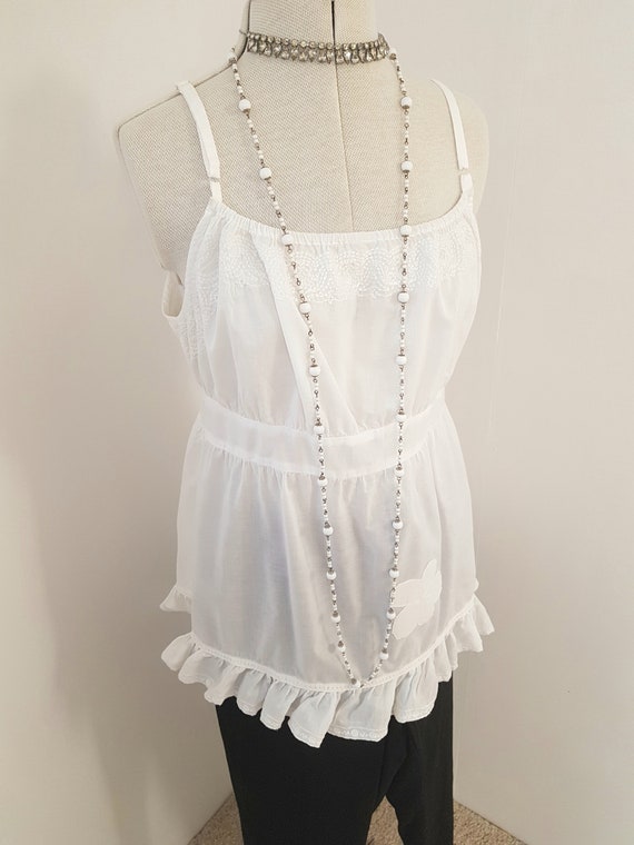 white embroidered top, 90s does victorian, edwardi