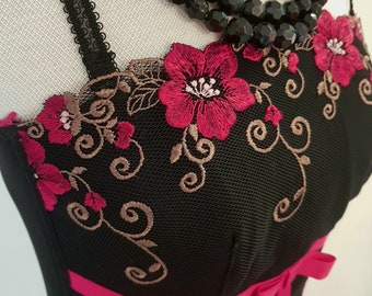 Floral Embroidered Corset ( L ) - Etsy