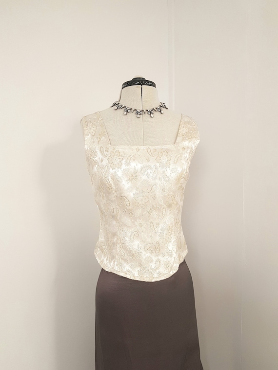 vintage corset, gold brocade corset, gold embroide