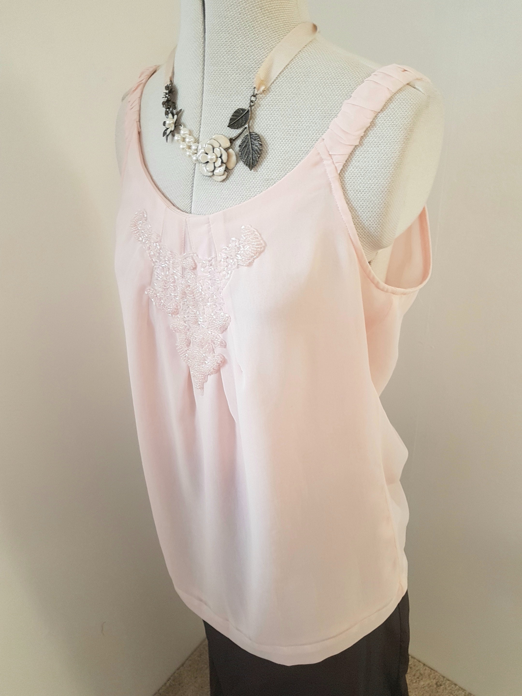 Pale pink beaded tops womens tanks minimal elegant clothing Etsy