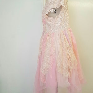 boho wedding dress, fairy tutu alternative, peach pink, romantic tattered, one of a kind image 7