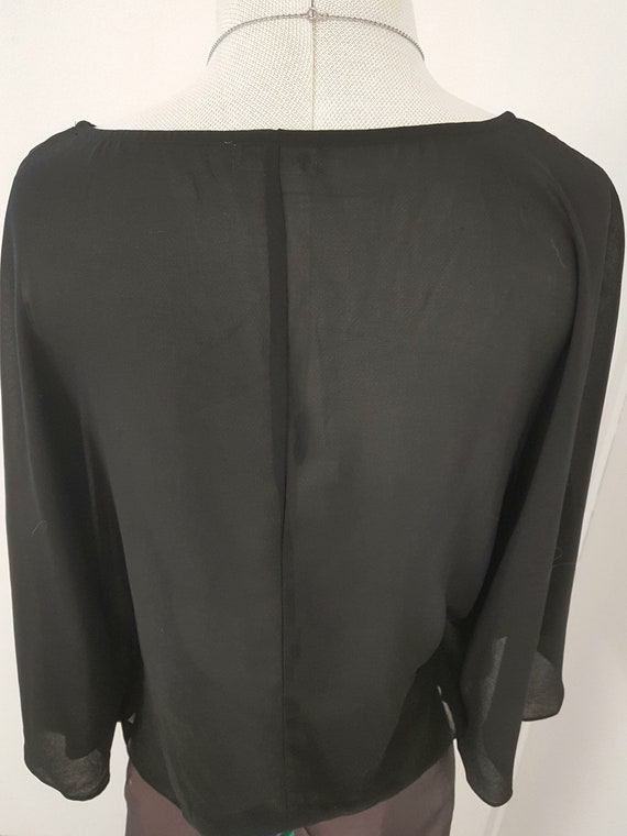 beaded black top, STUNNING beadwork, big sleeves,… - image 5