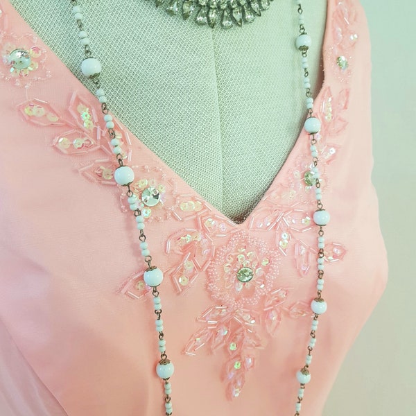 exceptional 20s style dress, FABULOUS beadwork sequins, 90s does 20s, MINTY