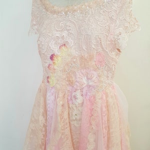 boho wedding dress, fairy tutu alternative, peach pink, romantic tattered, one of a kind image 8