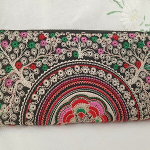 大きなボヘミアン風小銭入れ、刺繍入りカードケース、ボヘミアン風フェスティバルバッグ、刺繍入りクラッチ