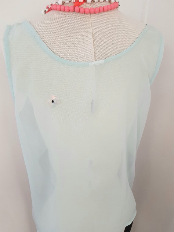 pale blue sequin top, evening tank, gold silver, … - image 6