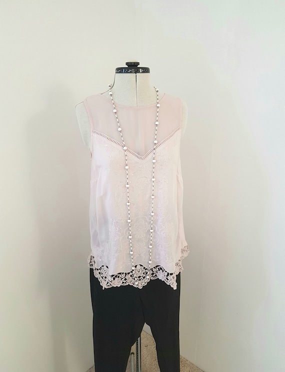 pale pink lace top, BEAUTIFUL evening tank, delica