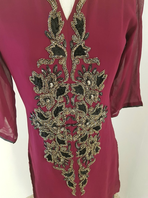 resort wear, holiday vacation top, EXQUISITE bead… - image 1