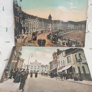 Pair of antique postcards, edwardian architecture cards, collectable postcards, vintage photographs