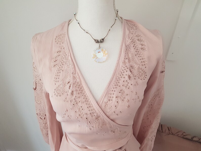pale pink colour EXCEPTIONAL cutwork embroidery embroidered clothing edwardian look blouse