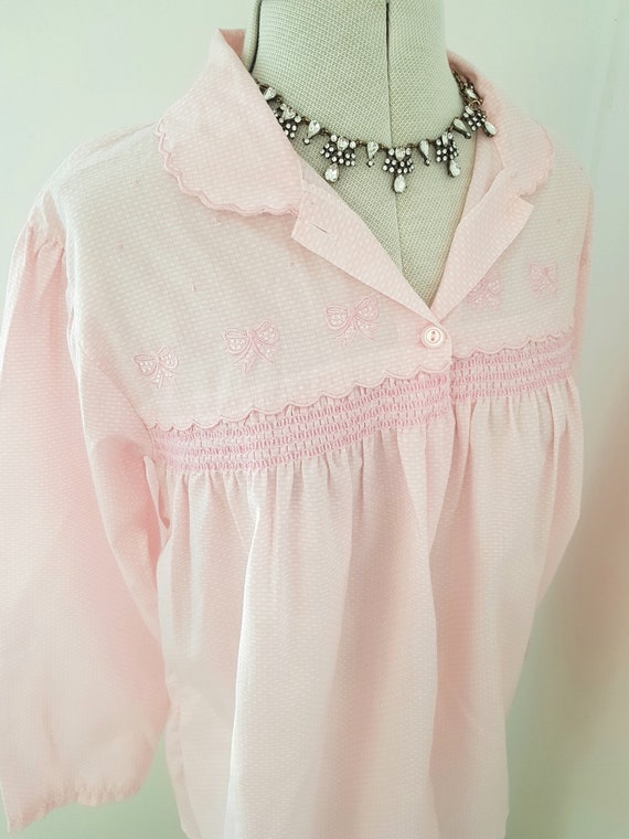 pink bed jacket, 80s vintage underwear,  pink lin… - image 7