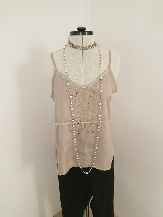 edwardian look camisole, palest brown, cutwork emb
