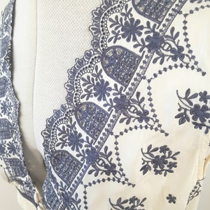 Vintage embroidered blouse, pure silk top, victorian inspired clothing, beige embroidered top