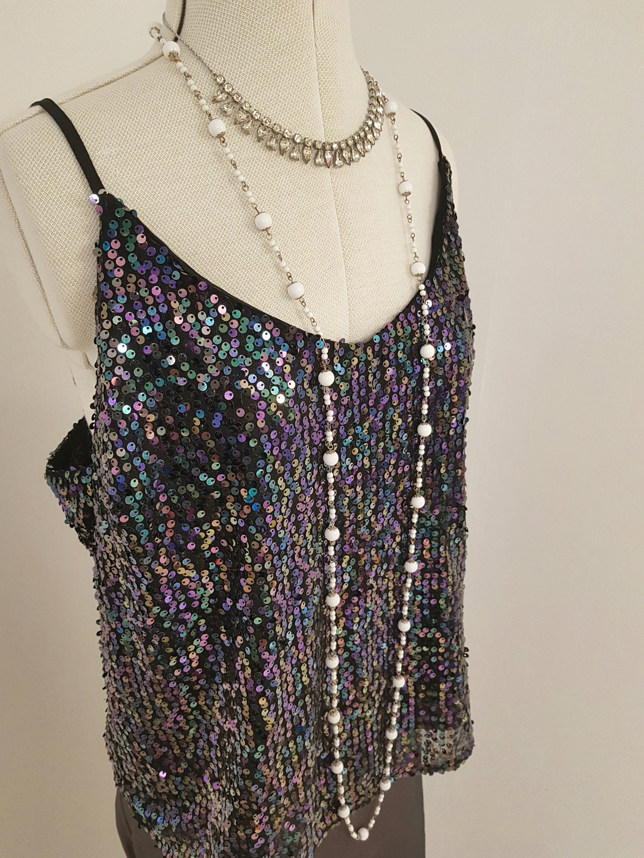 Black Sequin Tank Top Dark Seduction 1920s Flapper Girls | Etsy Australia