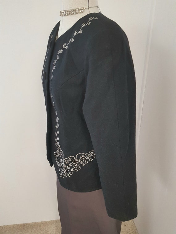 victorian look jacket, gibson girl, black wool lo… - image 5