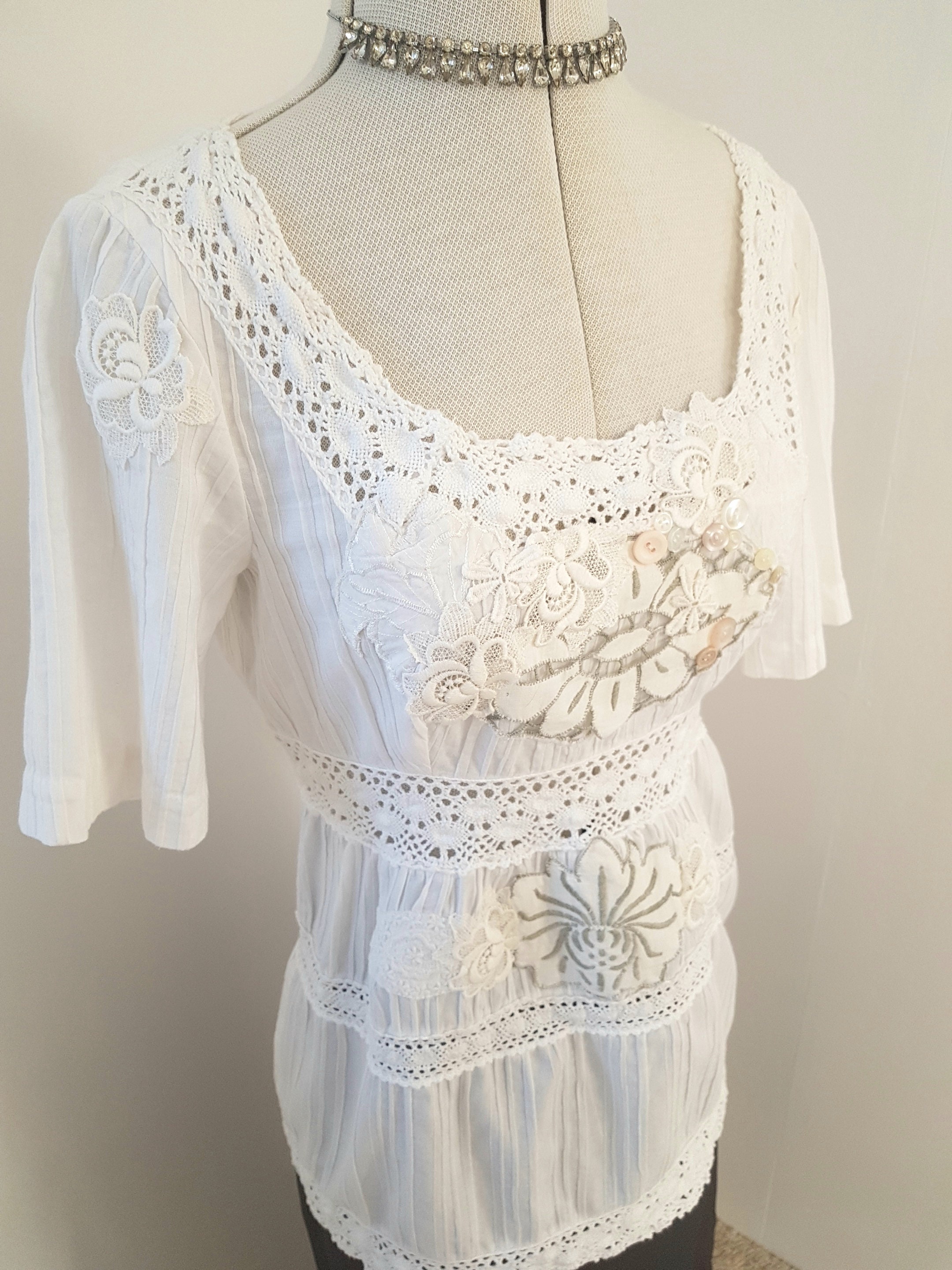 Bohemian clothing victorian blouse hand embellished boho | Etsy