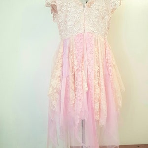 boho wedding dress, fairy tutu alternative, peach pink, romantic tattered, one of a kind image 3