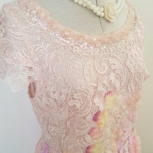 boho wedding dress, fairy tutu alternative, peach pink, romantic tattered, one of a kind image 2