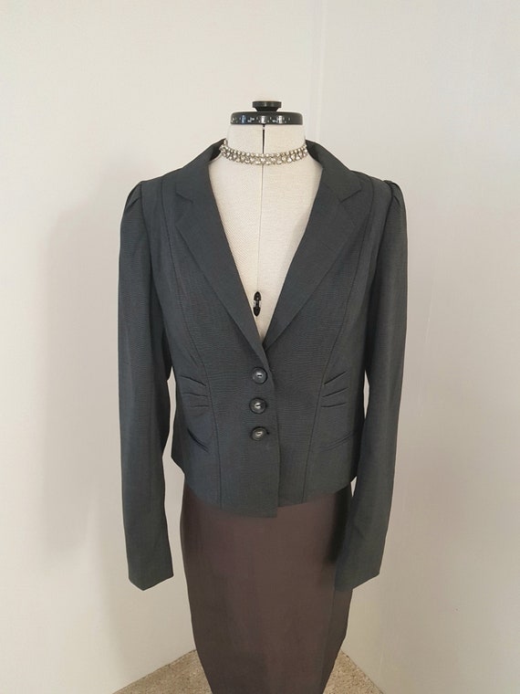 Victorian jacket, 90s does victorian, charcoal gre