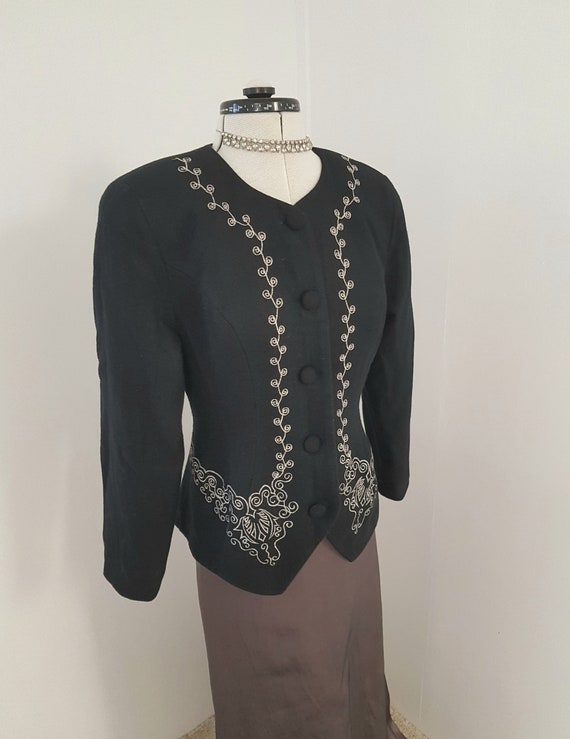 victorian look jacket, gibson girl, black wool lo… - image 1