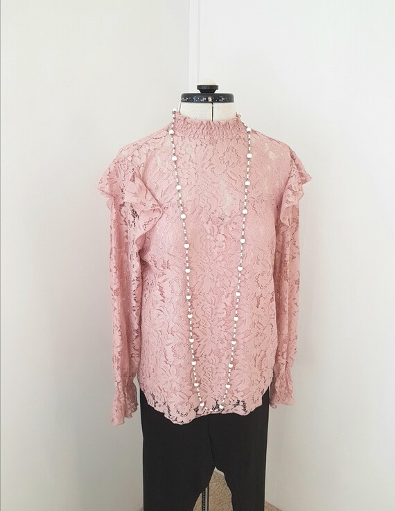 edwardian look blouse, all pink lace, 90s does vic