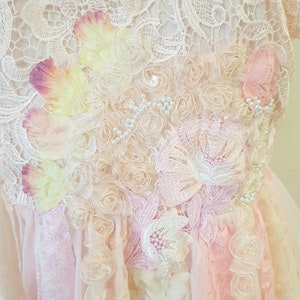 boho wedding dress, fairy tutu alternative, peach pink, romantic tattered, one of a kind image 4