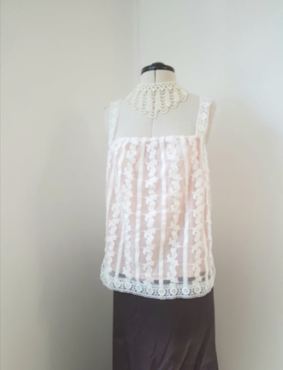 Lace camisole, flesh colour, white summer top, bea