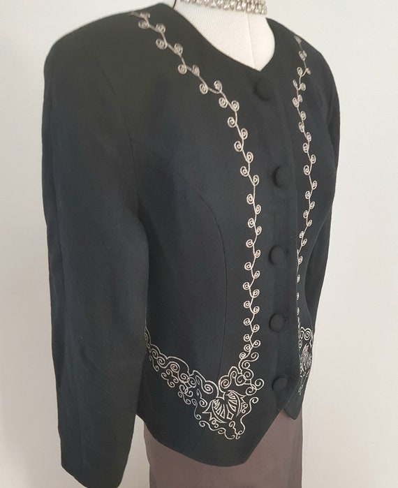victorian look jacket, gibson girl, black wool lo… - image 3