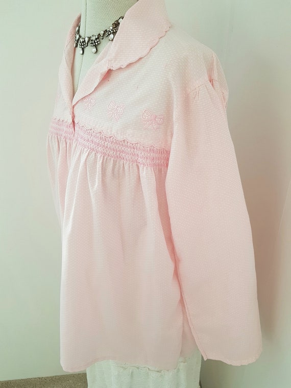 pink bed jacket, 80s vintage underwear,  pink lin… - image 4