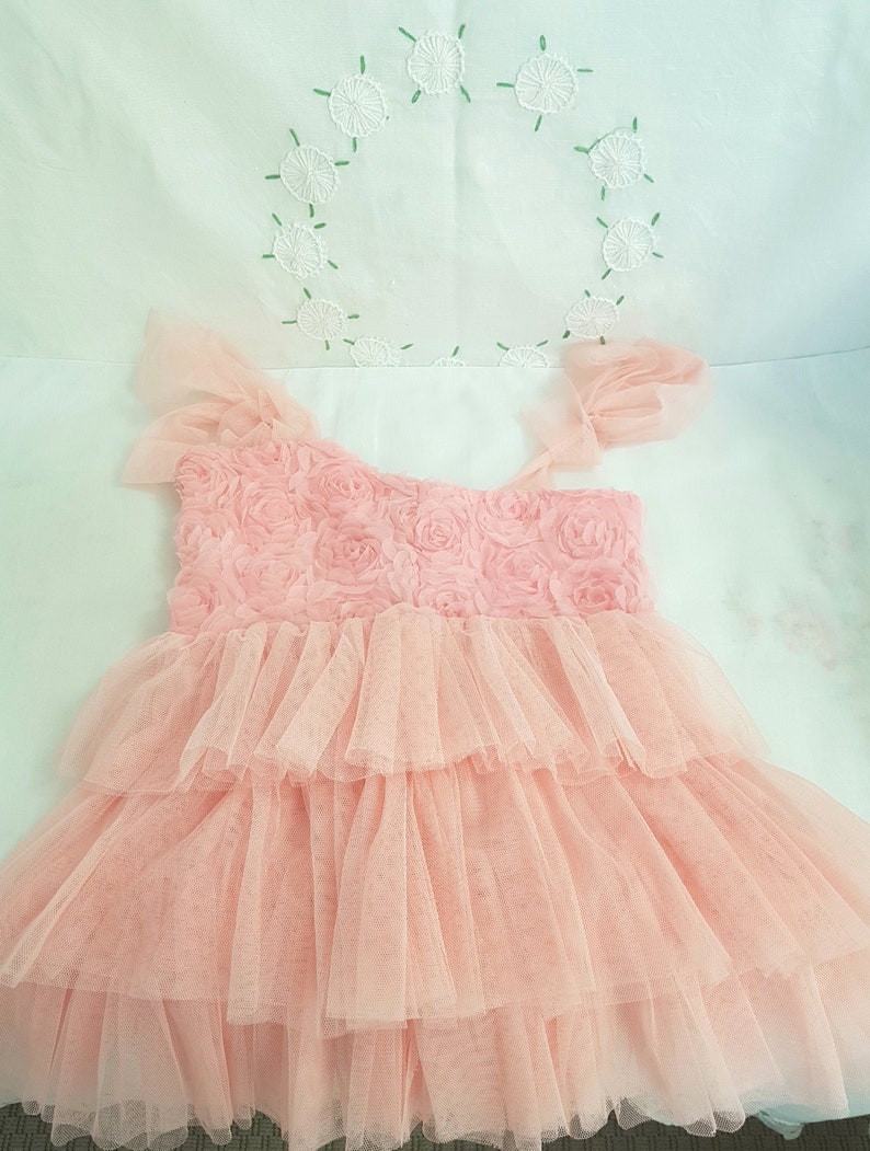 girls pink tulle dress tutu ballet dancer 90s dress spring summer tulle layers