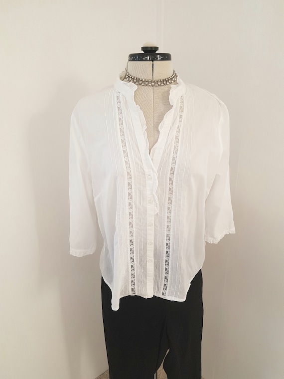 victorian blouse, 90s does edwardian, white pintuc