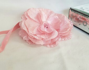 blush pink flower headband, HUGE flower, pretty soft pink rose, wedding bridal headband