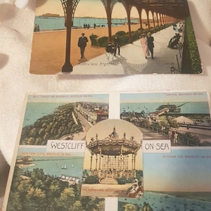 2 cartes postales vintage de bord de mer, westcliff brighton, photographies de collection en anglais, photographies anciennes
