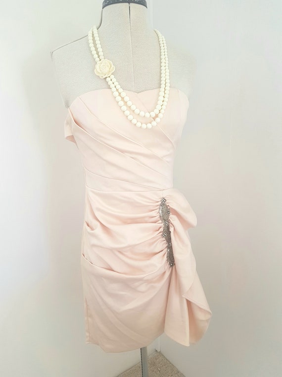 lipsy dresses, palest peach, elegant drapery, rhin