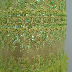 INCREDIBLE lime green skirt, alternative wedding, beads sequins, 90s wiggle skirt